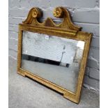 A George II and later adapted giltwood rectangular overmantel mirror,