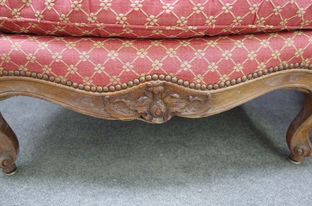 A pair of 19th century beech framed armchairs in the Louis XV style, - Image 2 of 4