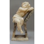 An alabaster figure of a young girl, late 19th century,