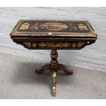 A 19th Century Chinese export black and gilt lacquered card table,