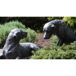 Gill Parker (b. 1957) Brewster and another hound, bronze, 50cm high and 40cm high, (2).