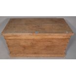 An early 20th century pine trunk, 73cm wide x 32cm high.