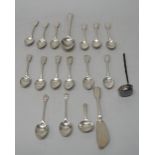 Silver flatware, comprising; a set of six fiddle pattern teapsoons, London 1833,