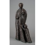 Olwen; bronze abstract family group, father, mother and child, signed 'OLWEN' to the cast,
