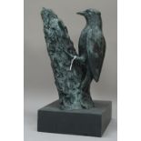 John Glazier (British, b.1930), a patinated bronze woodpecker, circa.