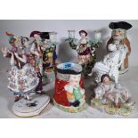 Ceramics, including a group of continental figures, Toby jugs and sundry, (qty).