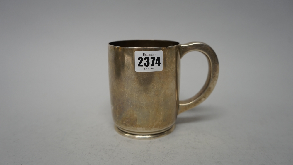 A silver mug, of plain cylindrical form, - Image 3 of 4