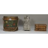 A Shaker bentwood box and cover, 19th century with foliate painted decoration, 24cm high,