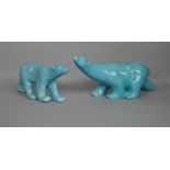 A pair of earthenware polar bears by L & V Ceram, second half 20th century,