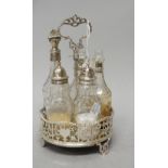 A George III silver and cut-glass cruet-stand, maker's mark HH, London, 1773,