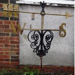A late 19th century / early 20th century wrought iron weather vane.