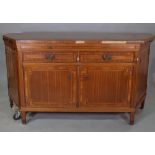 A late Edwardian satinwood sideboard, with two drawers over four door cupboard base,