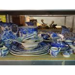 A large quantity of blue and white ceramics to include Wedgwood, Spode and sundry, (qty).