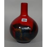 A Royal Doulton veined flambé bottle vase, shape 1618, black printed and impressed marks, 25cm.