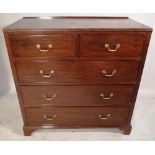 A late 19th century mahogany chest of two short and three long graduated drawers on bracket feet,