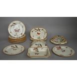 A Wedgwood pottery part dinner service, late 19th century, decorated with butterflies,