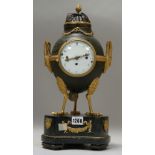 A French bronze and ormolu mounted mantel clock, 19th century,