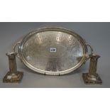 A Victorian twin handled oval silver tray, Barnard & Sons, London, 1873,