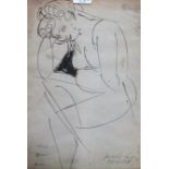 Pericle Fazzini (1913-1987), Seated nude, pen and ink, signed, inscribed and dated Roma 1948, 29.