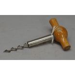 A Swedish nickel plated locking shaft corkscrew, Julius Sloor's 1892 patent ( later version),