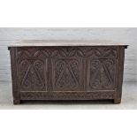 A 17th century and later oak coffer,