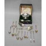 Silver, comprising; a christening bowl, with a matching christening spoon, Sheffield 1911, cased,