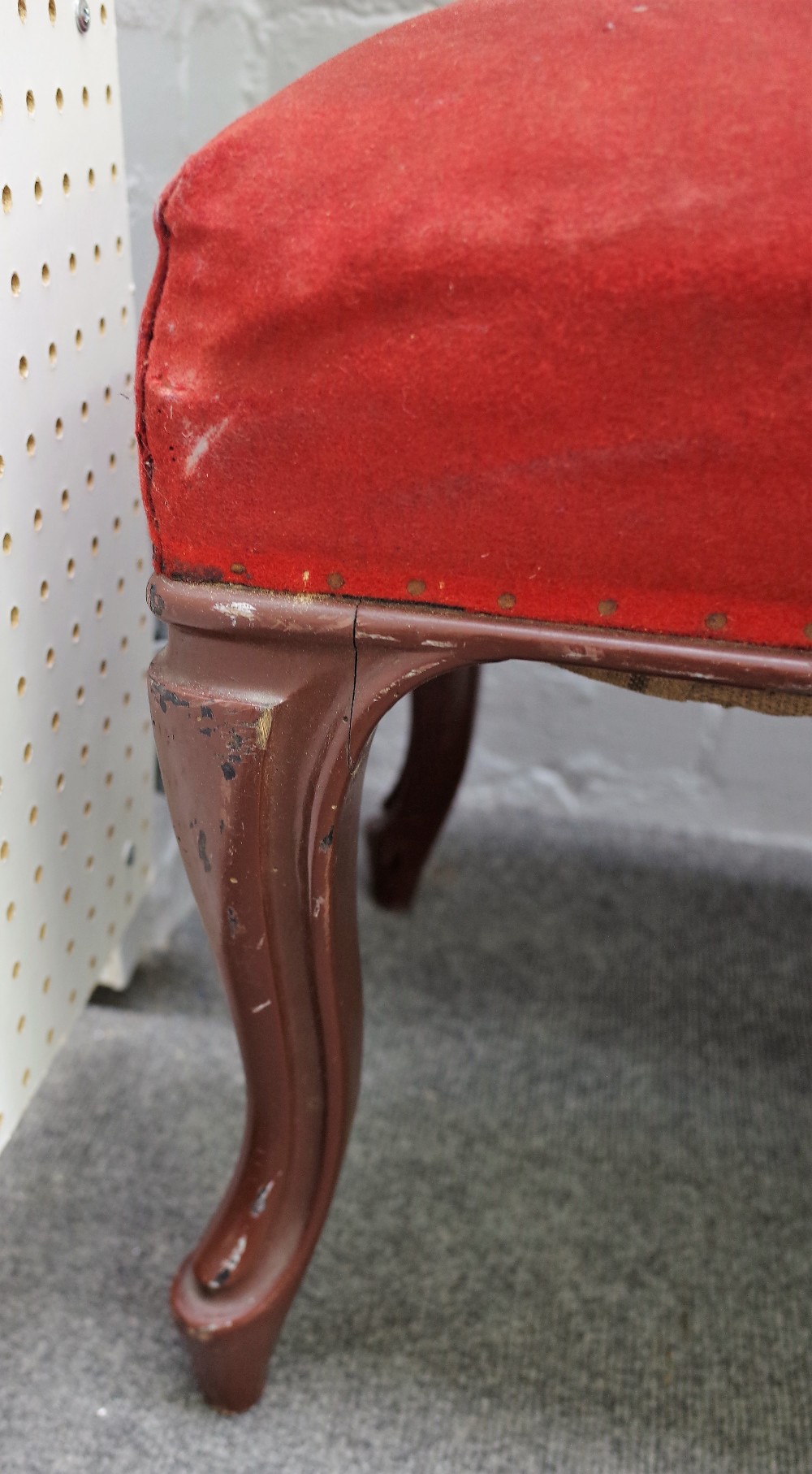 A large 19th century French rectangular stool on eight brown painted cabriole supports, - Image 2 of 2