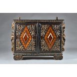 A 17th century Italian or South German parquetry table top cabinet,