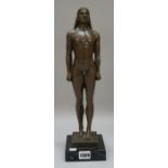 'Milo'; a patinated bronze male nude, early 20th century, signed 'MILO' to the cast,