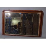 A late 19th century walnut Tunbridge ware overmantel wall mirror, 103cm wide x 67cm high.