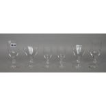 A part suite of Lalique crystal stemware 'Frejus' pattern, comprising; eleven water glasses, 16.