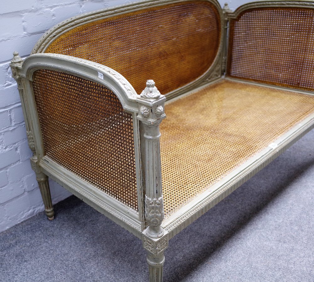 A 19th century and later green painted French small sofa, - Image 2 of 3