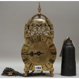 A brass lantern clock, the 6.