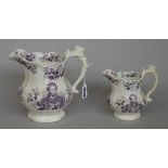 Two Goodwins, Bridgwood & Harris graduated commemorative jugs, circa 1830,