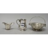 Silver, comprising; a George III small bonbon basket, of circular form,