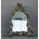 A Meissen porcelain flower encrusted easel mirror, 19th century,