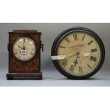 A rosewood and foliate inlaid mantel clock, 19th century, with a single train fusee movement,