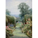 Henry John Sylvester Stannard (1870-1951), Garden scene, watercolour, signed, 25cm x 17cm.