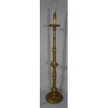 A Regency style giltwood floor standing lamp on fluted column, 165cm high.