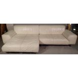 'Calia Italia', a 20th century cream leather upholstered 'L' shaped sofa,