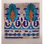 An underglaze painted pottery tile, probably Sindh, 19th century,