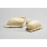 A pair of 19th century Chinese ivory quail box and covers,
