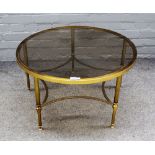 A 20th century lacquered brass circular occasional table,
