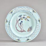 A Bristol delftware polychrome plate, circa 1760,