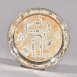 A Victorian silver and mixed-metal circular dish,