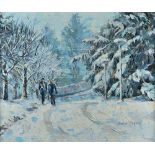 Laura Cronin (b.1971), A Snowy Walk, oil on canvas, signed, 75cm x 90cm.