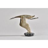 A Hispano Suiza silver plated flying stork, car mascot, circa. 1923, 14.5cm high.