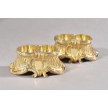 A pair of late 19th century French silver gilt double salt cellars, A.