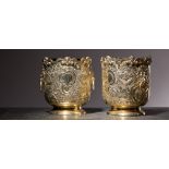 A pair of late Victorian silver gilt cache-pots, Charles Stuart Harris, London, 1900,