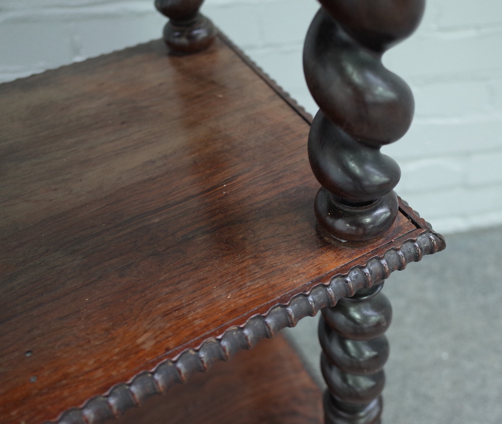 A 19th century Anglo-Indian rosewood three tier whatnot, - Image 3 of 5